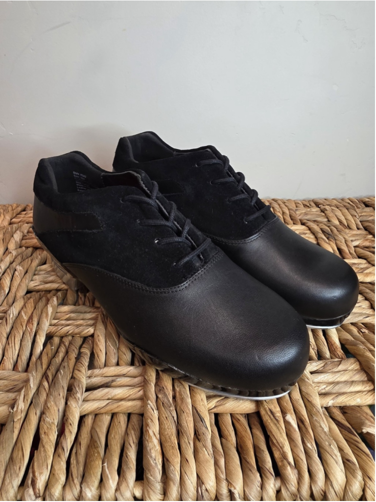 Capezio Tapsonic Tele Tone Tap Shoes Black Leather Suede Womens 10.5/ Mens 8.5